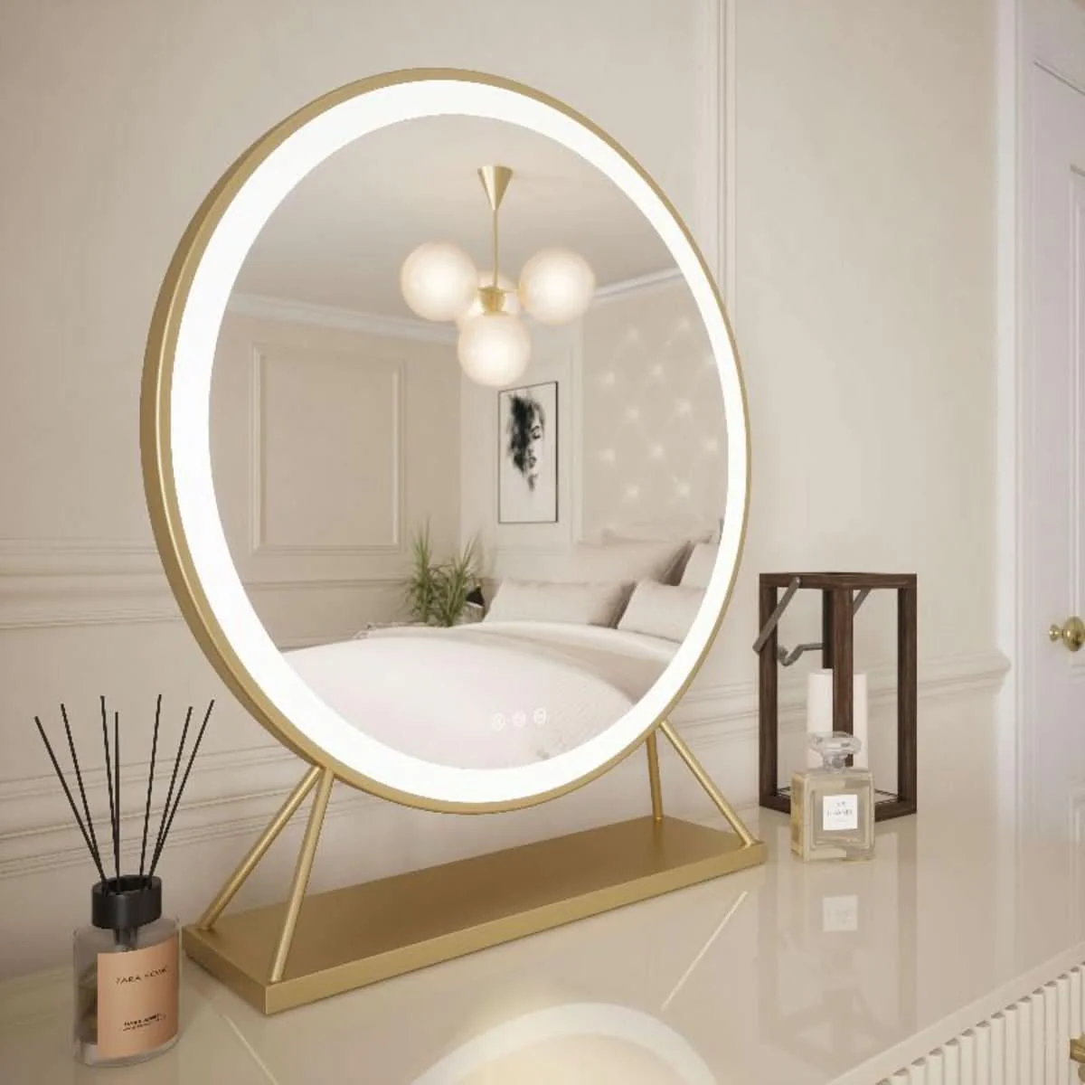 Anne Round Hollywood Mirror Gold 60x67CM