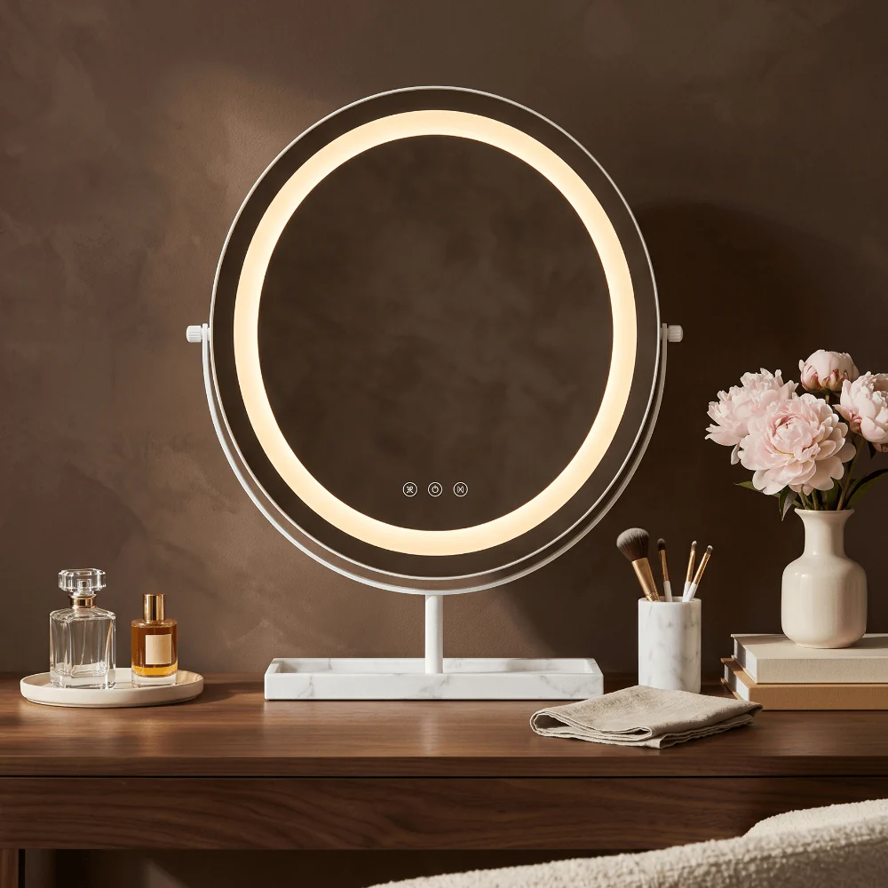 Aurelia LED Vanity Mirror White & Marble - Image 4