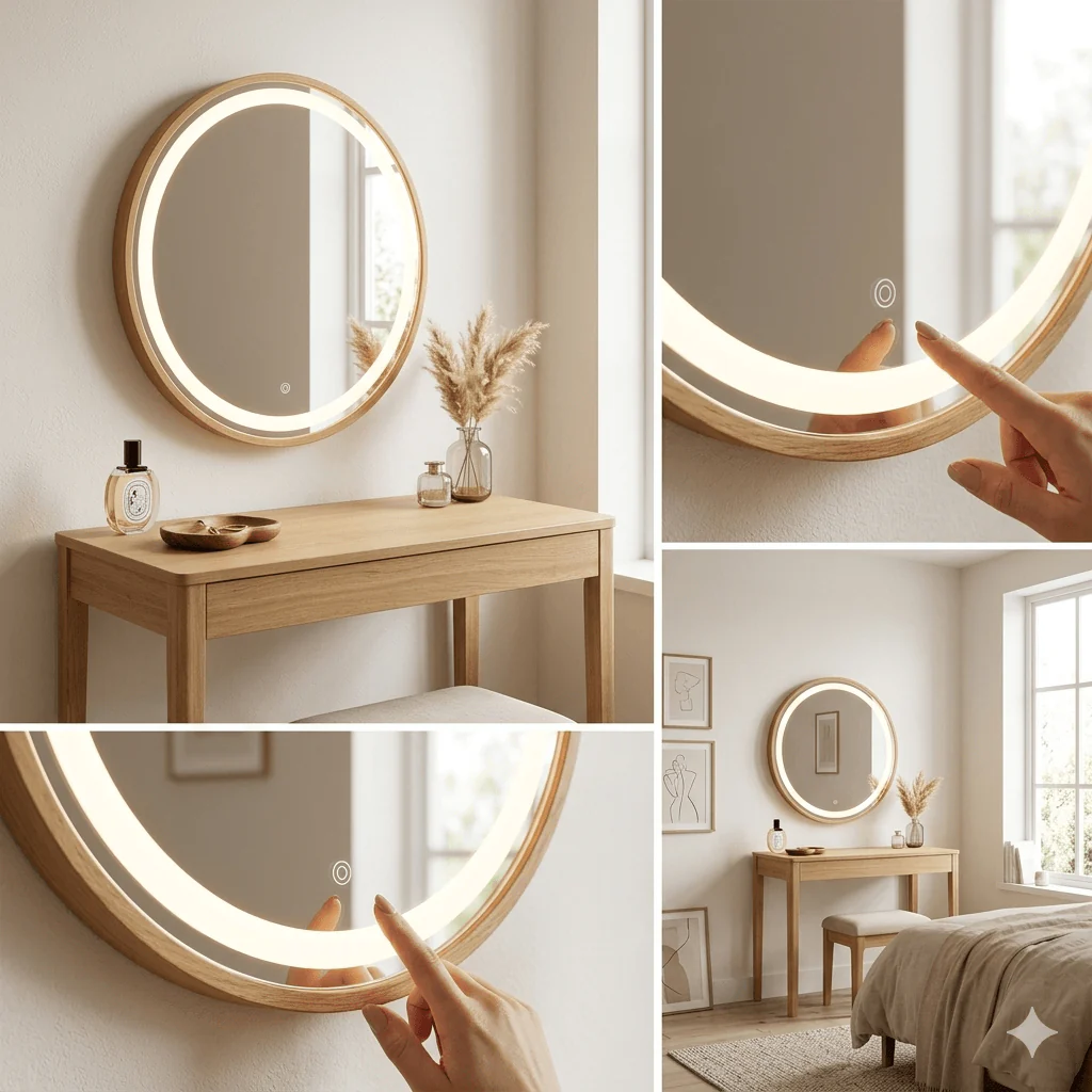 Florence Round Oak Mirror 60cm - Image 10