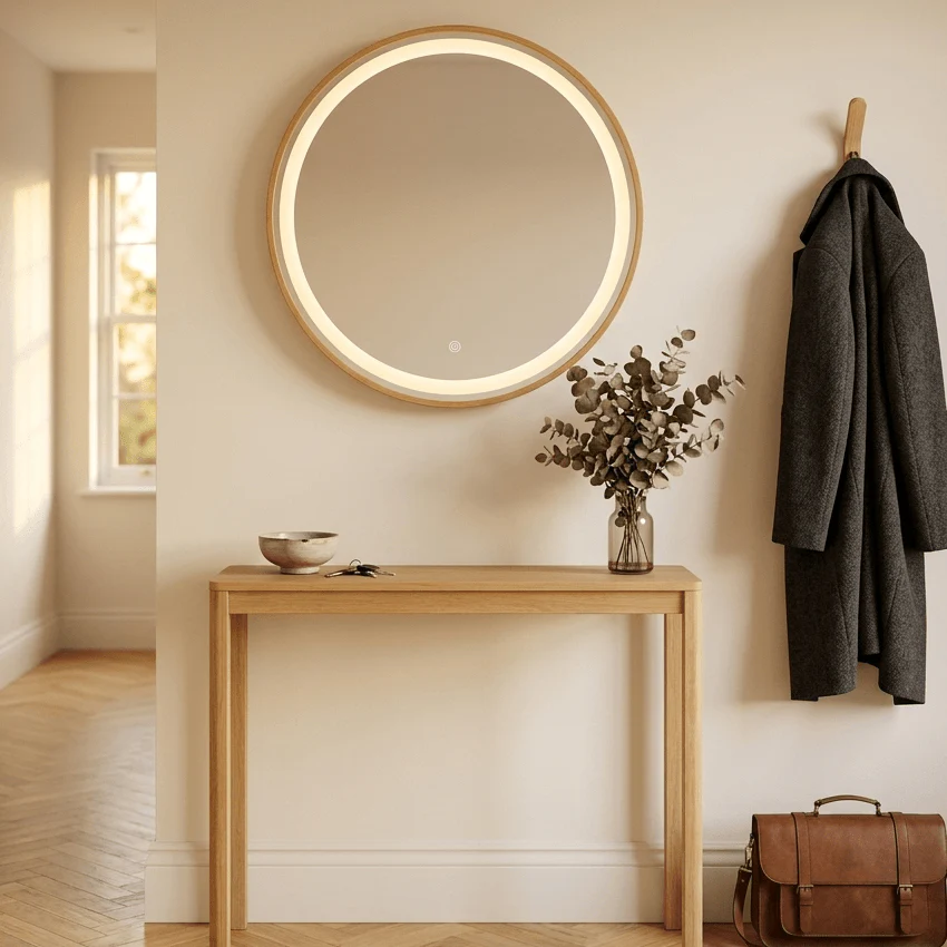 Florence Round Oak Mirror 60cm - Image 3