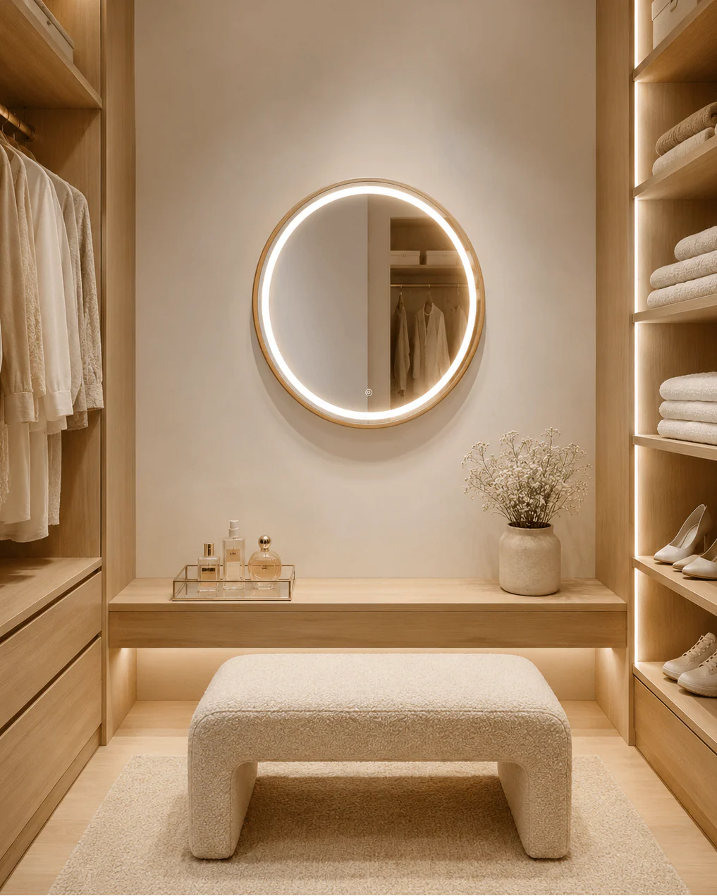 Florence Round Oak Mirror 60cm - Image 6