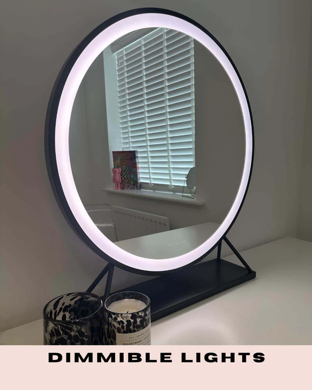 Grace Round Hollywood Mirror Black 60x67cm - Image 10