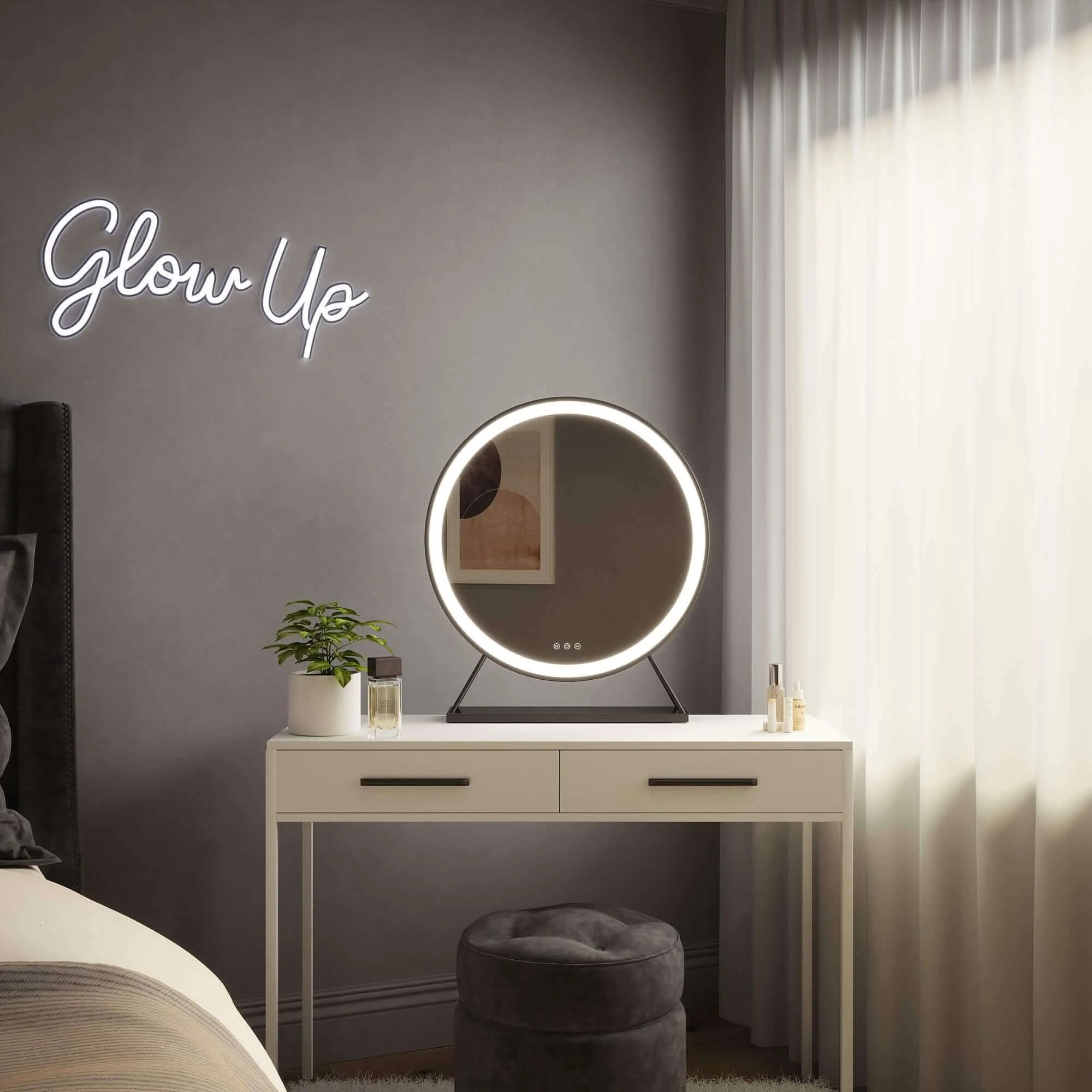 Grace Round Hollywood Mirror Black 60x67cm - Image 19