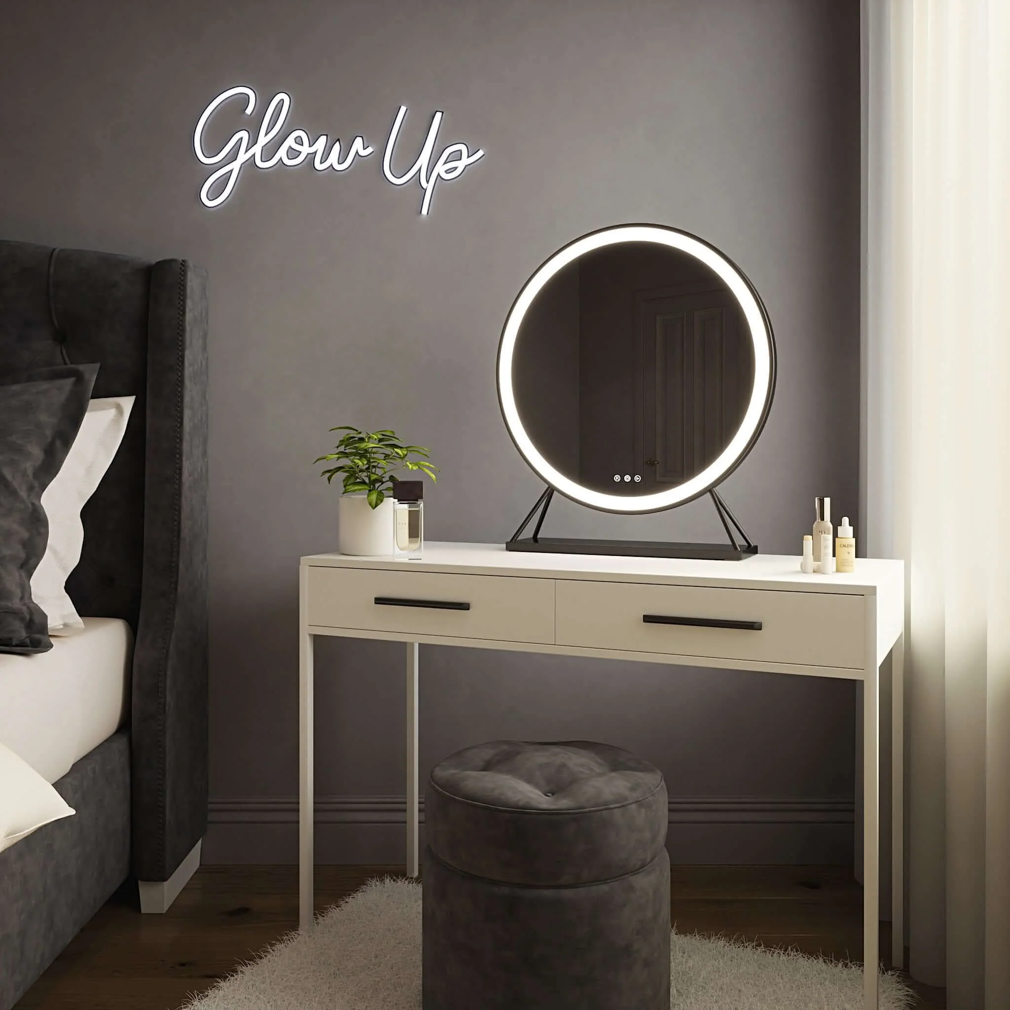 Grace Round Hollywood Mirror Black 60x67cm - Image 3