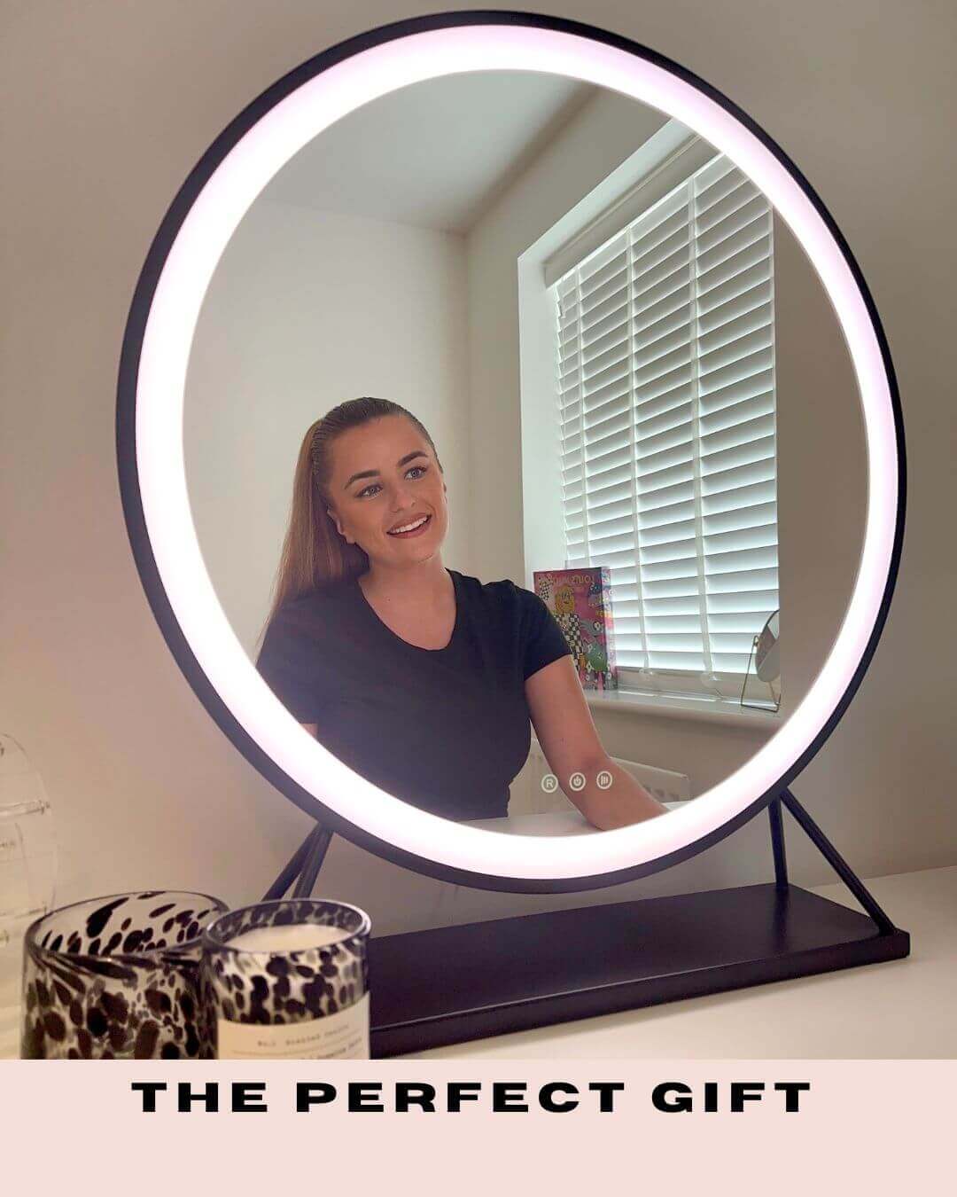 Grace Round Hollywood Mirror Black 60x67cm - Image 4
