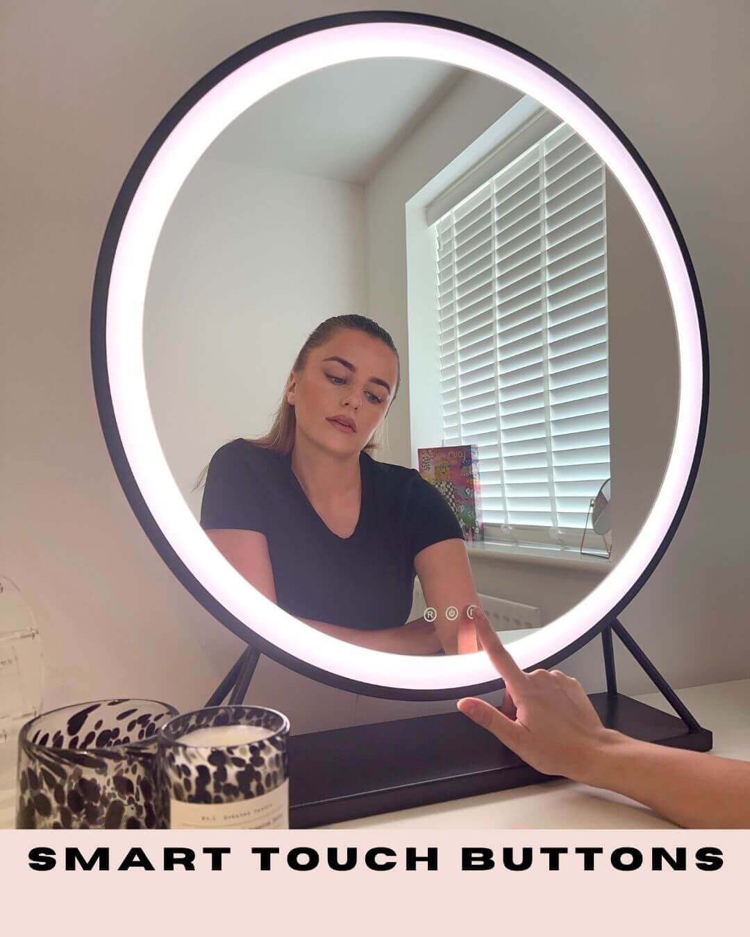 Grace Round Hollywood Mirror Black 60x67cm - Image 6