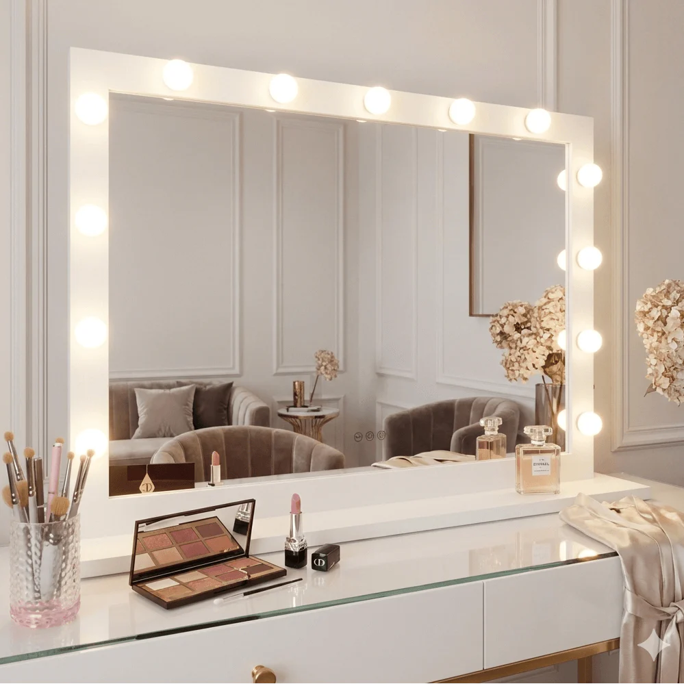 Audrey Hollywood Mirror White 100x80cm - Image 3