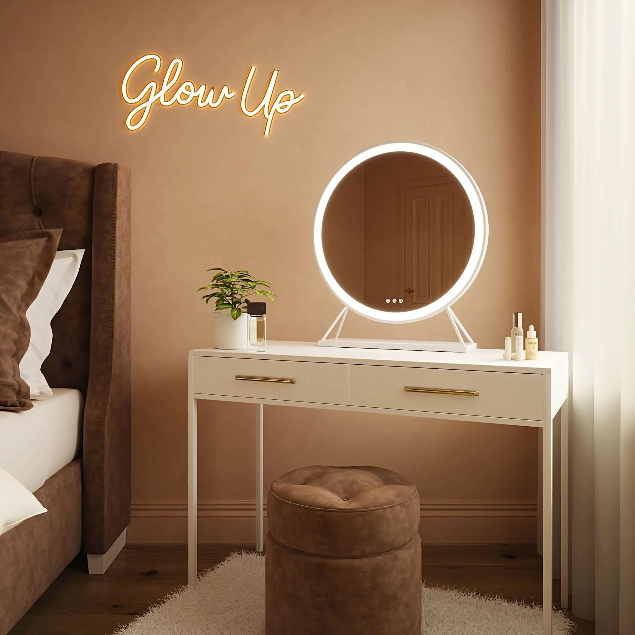 Marilyn Round Hollywood Mirror White 60x67cm - Image 7