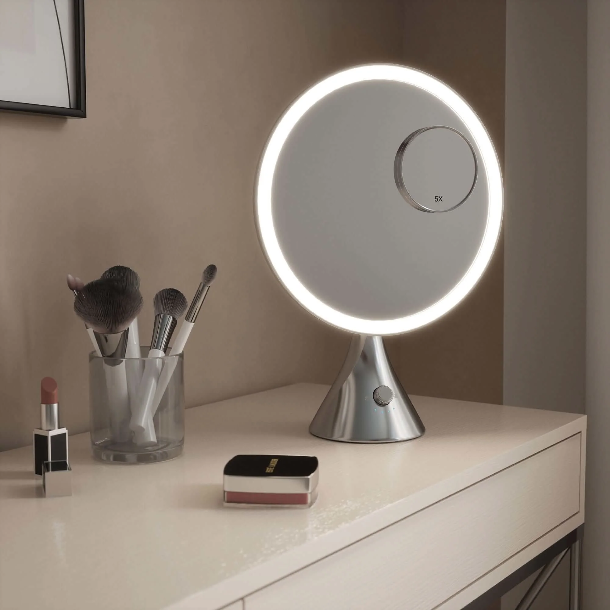 LumiGlam Pro Cosmetic Vanity Mirror in Chrome - Image 19