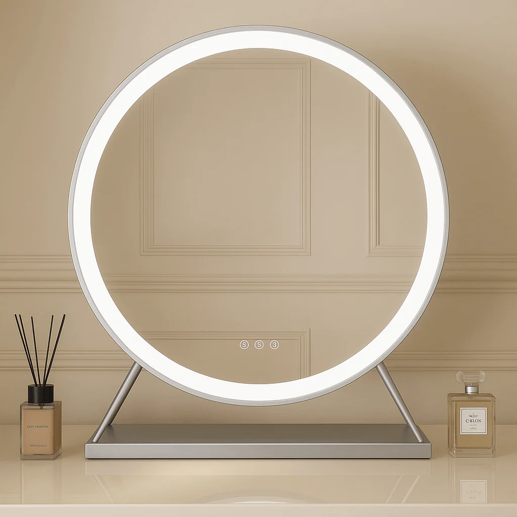 Isla Round Silver LED Mirror – 60cm Diameter - Image 3